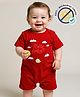 COCOON ORGANICS 100% Cotton Knit Half Sleeves Hello Baby Text Printed Romper - Red