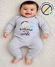 COCOON ORGANICS 100% Cotton Knit Welcome To The World Text Printed Romper - Grey