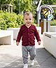 COCOON ORGANICS Knitted Full Sleeves Solid Jhabla & Pyjama Anti Microbial Night Suit - Maroon & Grey Melange