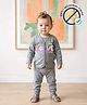 COCOON ORGANICS Knitted Full Sleeves Love Dad Text Printed Jhabla & Pyjama Anti Microbial Night Suit - Grey Melange