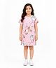 Anthrilo Cotton Blend Knit Half Sleeves Unicorn Printed Dress - Pink