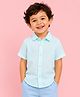 Kidbea Linen Woven Half Sleeves Solid Shirt - Blue