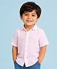 Kidbea Linen Woven Half Sleeves Solid Shirt - Pink