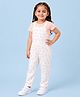 Kidbea Corduroy Woven Sleeveless Floral Printed Dungaree - Cream