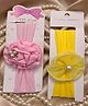 Radhya accessories Set Of 2 Bow & Floral Applique Detailed Headbands - Pink & Yellow