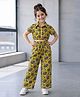 Fashion Dream Cotton Blend Knit Half Sleeves Floral Printed Coordinating Top & Pants Set - Yellow