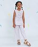 Polka Tots Cotton Woven Sleeveless Striped Coordinating Tie Up Top & Pants Set - Multi Colour