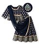 EARTHY TOUCH 100% Cotton Single Jersey Knit Three Fourth Sleeves Printed Choli & Lehenga With Dupatta - Navy Blue