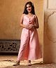 Shorgul Viscose Rayon Woven Sleeveless Floral Sequins & Beads Embellished Pleated Top & Palazzo Set - Pink