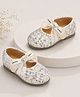 NEW STEPS Sequins Embellished Bow Applique Detailed Velcro Closure Mary Jane Ballerinas - Beige