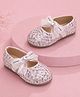 NEW STEPS Sequins Embellished Bow Applique Detailed Velcro Closure Mary Jane Ballerinas - Pink