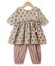 Ridokidz Cotton Woven Full Sleeves Salwar and Kurta with Full Length and Floral Print in Light Green for 0-12 Months