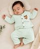 Baby Koala Muslin Woven Full Sleeves Monkey Embroidered Tee & Pants Set - Mint Green