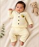 Baby Koala Muslin Woven Full Sleeves Bee Embroidered Tee & Pants Set - Pastel Yellow