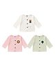 Baby Koala Muslin Woven Pack Of 3 Full Sleeves Animals & Trees Embroidered Jhablas - Multi Colour