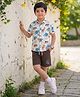 Mars Infiniti Cotton Woven Half Sleeves Animals Printed Shirt & Shorts Set - Brown