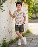 Mars Infiniti Cotton Woven Half Sleeves Animals Printed Shirt & Shorts Set - Green