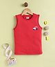 Mars Infiniti Cotton Knit Sleeveless Tractor Printed Tee - Red