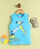 Mars Infiniti Cotton Knit Sleeveless Tractor Printed Tee - Sky Blue