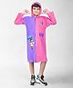 Mars Infiniti Full Sleeves Colour Blocked & Girl In The Rain Designed Hooded Raincoat - Pink