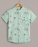 Mars Infiniti Cotton Woven Half Sleeves Beach Theme Printed Shirt - Green