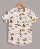 Mars Infiniti Cotton Woven Half Sleeves Camping Theme Printed Shirt - White