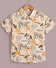 Mars Infiniti Cotton Woven Half Sleeves Leaves Printed Shirt - Off White