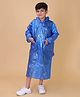 Mars Infiniti Full Sleeves Abstract Designed Hooded Raincoat - Blue
