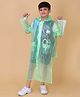 Mars Infiniti Full Sleeves Abstract Designed Hooded Raincoat - Green