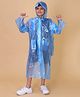 Mars Infiniti Full Sleeves Abstract Designed Hooded Raincoat - Blue