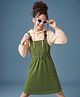 OLLINGTON ST. Cotton Knit Full Sleeves Frock with Inner Tee and Pinafore Dress in Beige