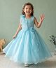 smile baby NX Tissue Woven Sleeveless Glitter Embellished Floral Applique Detailed Flared Dress - Sky Blue