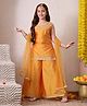INDI-LOOM COUTURE Silk Woven Sleeveless Lace Embellished Kurti Sharara With Dupatta Set - Mustard