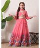 INDI-LOOM COUTURE Silk Woven Three Fourth Sleeves Lace Embellished & Floral Printed Lehenga Choli With Dupatta - Pink