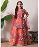 INDI-LOOM COUTURE Silk Woven Sleeveless Floral Printed Coordinating Kurti Lehenga With Dupatta Set - Pink