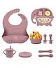 House of Quirk 100% Silicone Baby Feeding Set 9 Pcs Baby Bib Divided Plate Bowl Sippy Cup Spoons & Forks BPA-Free Soft & Safe Feeding Set for Babies & Toddlers - Maroon