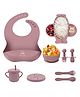 House of Quirk 100% Silicone Baby Feeding Set 9 Pcs Baby Bib Divided Plate Bowl Sippy Cup Spoons & Forks BPA-Free Soft & Safe Feeding Set for Babies & Toddlers - Maroon
