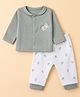 I Bears Cotton Fleece Full Sleeves Winter Wear Suits With Bear Embroidery - Dark Green