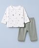 I Bears Cotton Fleece Full Sleeves Winter Wear Suits With Floral Print - White