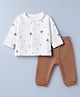I Bears Cotton Fleece Full Sleeves Winter Wear Suits With Floral Print - Brown