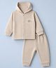 I Bears Cotton Fleece Full Sleeves Winter Wear Suits With Bear Print - Beige