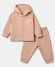 I Bears Cotton Fleece Full Sleeves Winter Wear Suits With Bear Print - Pink
