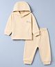 I Bears Cotton Fleece Full Sleeves Winter Wear Suits With Bear Print - Peach