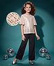 Hola Bonita Knit Half Sleeves Sequined Top & Pant Set - Pink