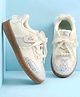 Babyoye Slip On Party Wear With Glitter Pearl & Lace Detailing - Beige