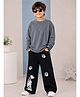 Kiddopanti Cotton Knit Full Sleeves Solid Tee & Jeans Set - Grey & Black