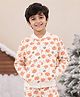 Kiddopanti Knit Full Sleeves Pumpkin Printed Quilted Winter Jacket - Cream & Orange