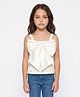 Peppermint Spandex Woven Sleeveless Bow Applique Detailed Top - White
