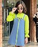 OLLINGTON ST. Denim Frock with Inner Tee and Full Sleeves with Style Print in Limegreen
