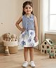 TINY BABY Synthetics Woven Sleeveless Striped & Floral Applique Detailed Top & Skirt Set - Blue
